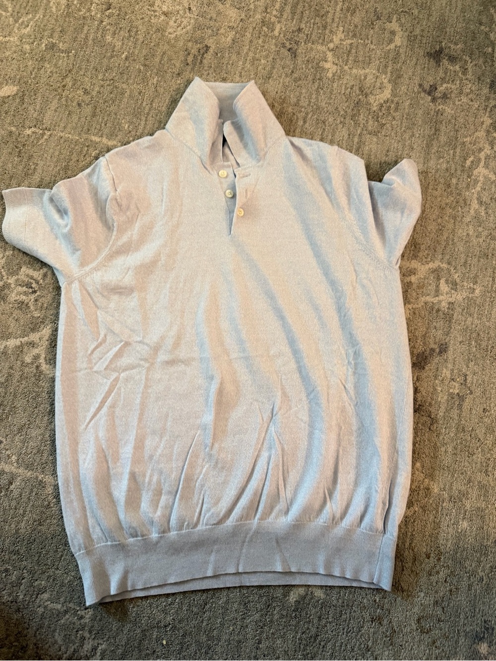 Men’s Light Gray Short-Sleeve Polo Knit